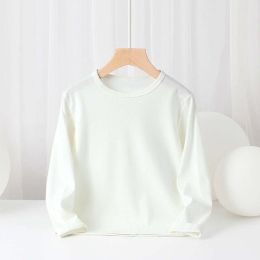 Baby Solid Color Pullover Cotton Crewneck Long Sleeve Basic Tops (Size/Age: 140 (8-10Y))