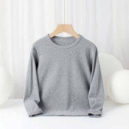 Baby Solid Color Pullover Cotton Crewneck Long Sleeve Basic Tops (Size/Age: 150 (10-12Y))