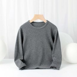 Baby Solid Color Pullover Cotton Crewneck Long Sleeve Basic Tops (Size/Age: 120 (5-7Y))
