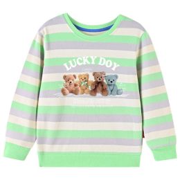 Baby Colorful Striped And Bear Pattern Long Sleeve Hoodie (Size/Age: 140 (8-10Y))