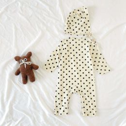 Baby Dot And Bear Pattern Long Sleeve Soft Cotton Jumpsuit (Size/Age: 66 (3-6M))