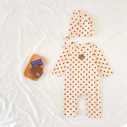 Baby Dot And Bear Pattern Long Sleeve Soft Cotton Jumpsuit (Size/Age: 73 (6-9M))
