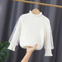 Baby Girl Solid Color Mesh Puff Sleeves Beautiful Shirt Tops (Size/Age: 110 (3-5Y))
