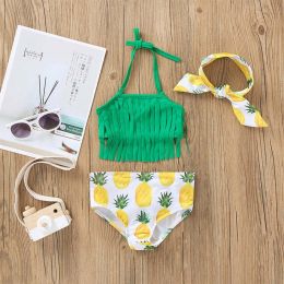 Baby Girl Tassel Design Belted Tops Combo Fruit Pattern Shorts Swimsuit (Size/Age: 73 (6-9M))