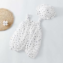 Baby Printed Pattern Sleeveless Rompers With Hat In Summer (Size/Age: 66 (3-6M))