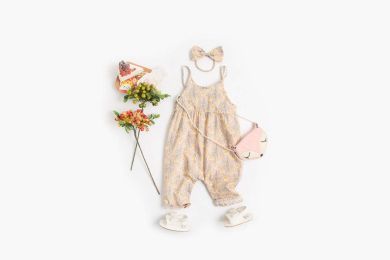 Baby Girl Floral Print Pattern Backless Design Sleeveless Rompers With Handband (Size/Age: 73 (6-9M))