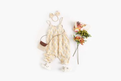 Baby Girl Floral Print Pattern Backless Design Sleeveless Rompers With Handband (Size/Age: 80 (9-12M))