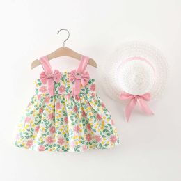 Baby Girl Flower Pattern Bow Patched Design Beautiful Dress (Size/Age: 100 (2-3Y))