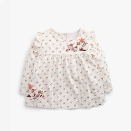 Baby Girl Floral Embroidered Pattern Loose Cotton Shirt (Size/Age: 140 (8-10Y))