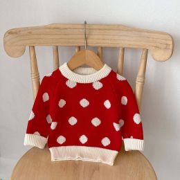 Baby Solid Color Jumpsuit With Dot Graphic Crewneck Sweater (Size/Age: 80 (9-12M))