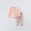 Baby Cartoon Pattern Long Sleeve Hoodie Combo Pants 1 Pieces Autumn Sets