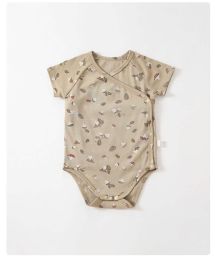 Baby Girls Printed Pattern Diagonal Buckle Design Short-Sleeved Onesies In Summer (Size/Age: 73 (6-9M))
