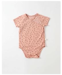 Baby Girls Printed Pattern Diagonal Buckle Design Short-Sleeved Onesies In Summer (Size/Age: 66 (3-6M))