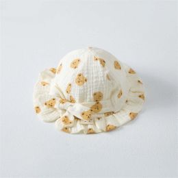 Baby Printed Pattern Bow Belt Decoration Lace Design Hats (Size/Age: S (0-1Y))