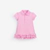 Baby Girl Solid Color Ruffle Hem Design Polo Neck Summer Dress