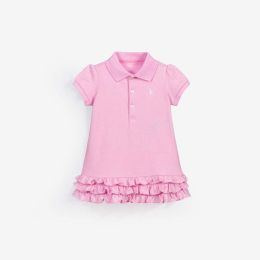 Baby Girl Solid Color Ruffle Hem Design Polo Neck Summer Dress (Size/Age: 90 (12-24M))