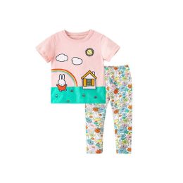 Baby Girl Cartoon Print Pattern Tops With Floral Print Pants Sets (Size/Age: 140 (8-10Y))