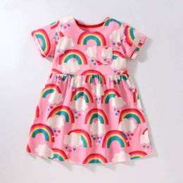 Baby Girl Rainbow Graphic Short Sleeve Round Neck Dress (Size/Age: 140 (8-10Y))