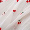 Baby Girls Cherry Print Pattern Lace Design Round Collar Sleeveless Dress Onesies