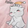 Baby Girl Cartoon Cat & Striped Graphic Long Sleeves Shirt Combo Pants Sets