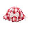 Baby Girls Plaid Print Lace Design Square Collar Sleeveless Dress With Bow Hat In Summer