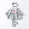 Baby Girl Ditsy Flower Pattern Mesh Doll Neck Tops Sets