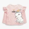 Baby Girl Cartoon Cat & Striped Graphic Long Sleeves Shirt Combo Pants Sets
