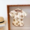 Baby Boy And Girl Bear Pattern Color Matching Short-Sleeved Top Combo Shorts 2-Pieces Sets