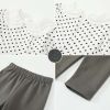 Baby Girl Dot Pattern Sweet Style Lapel Shirt With Solid Pants Sets