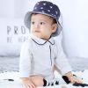 Baby Boy Solid Color Simple Colorblock Design Long Sleeve Bodysuit