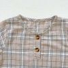 Baby Boy And Girl Plaid Pattern Long-Sleeved Top Combo Denim Straps Pants 2-Pieces Sets