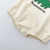 Baby Boy 1pcs Cartoon Dinosaur Pattern Contrast Design Soft Bodysuit With Hats