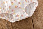 Baby Girl Floral Print Square Collar Onesies With Hat
