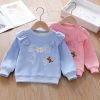 Baby Girl Embroidered Pattern Ruffle Design Fleece Thickened Hoodies