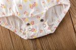 Baby Girl Floral Print Square Collar Onesies With Hat