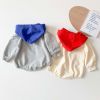 Baby 1pcs Cartoon Animal Pattern Contrast Hat Design Onesies Bosysuit With Hat