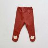 Baby Cartoon Bear Print Solid Onesies Combo Pantihose 1-Piece Sets