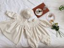 Baby Girl Solid Color Mesh Patchwork Design Long Sleeve Court Style Jumpsuit