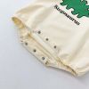 Baby Boy 1pcs Cartoon Dinosaur Pattern Contrast Design Soft Bodysuit With Hats