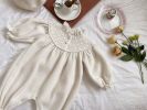 Baby Girl Solid Color Mesh Patchwork Design Long Sleeve Court Style Jumpsuit