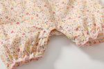 Baby Girls Floral Print Lace Design Collar Short-Sleeved Romper With Hat