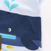 Baby Boy Cartoon Fish Pattern Zipper Decoration Tops Combo Striped Shorts Sets
