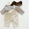 Baby Boy And Girl Plaid Pattern Long-Sleeved Top Combo Denim Straps Pants 2-Pieces Sets
