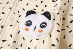 Baby Cartoon Panda Graphic Double Lapel Fleece Zipper Front Design Coat