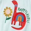 Baby Boy Cartoon Dinosaur And Sunflower Embroidered Pattern Shirt