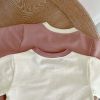 Baby Girl Cartoon Bear Pattern Simple Colorblock Design Bodysuit