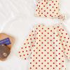 Baby Dot And Bear Pattern Long Sleeve Soft Cotton Jumpsuit