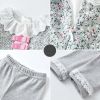 Baby Girl Ditsy Flower Pattern Mesh Doll Neck Tops Sets