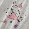 Baby Girl Cartoon Bunny Print Pattern Crewneck Cotton Shirt