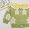 Baby Girl Flower Pattern Colorblock Design Knit Cardigan